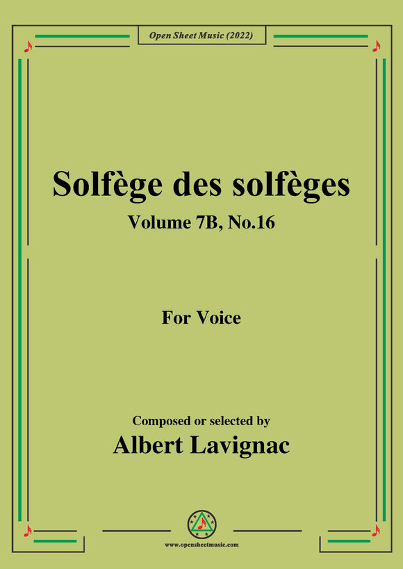 Lavignac-Solfege des solfeges,Volume 7B No.16,for Voice