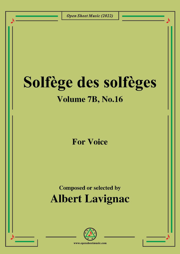Lavignac-Solfege des solfeges,Volume 7B No.16,for Voice