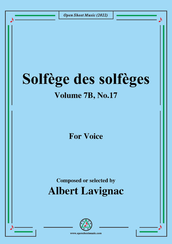 Lavignac-Solfege des solfeges,Volume 7B No.17,for Voice