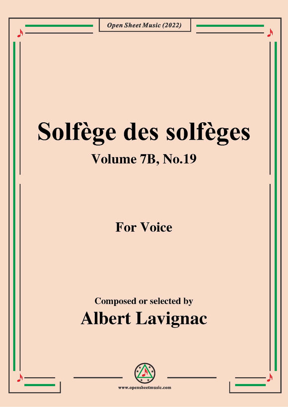 Lavignac-Solfege des solfeges,Volume 7B No.19,for Voice