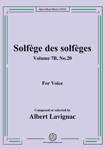 Lavignac-Solfege des solfeges,Volume 7B No.20,for Voice