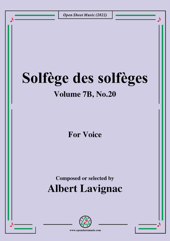 Lavignac-Solfege des solfeges,Volume 7B No.20,for Voice