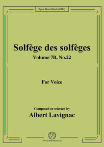 Lavignac-Solfege des solfeges,Volume 7B No.22,for Voice