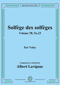 Lavignac-Solfege des solfeges,Volume 7B No.23,for Voice