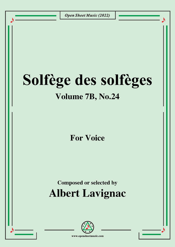 Lavignac-Solfege des solfeges,Volume 7B No.24,for Voice