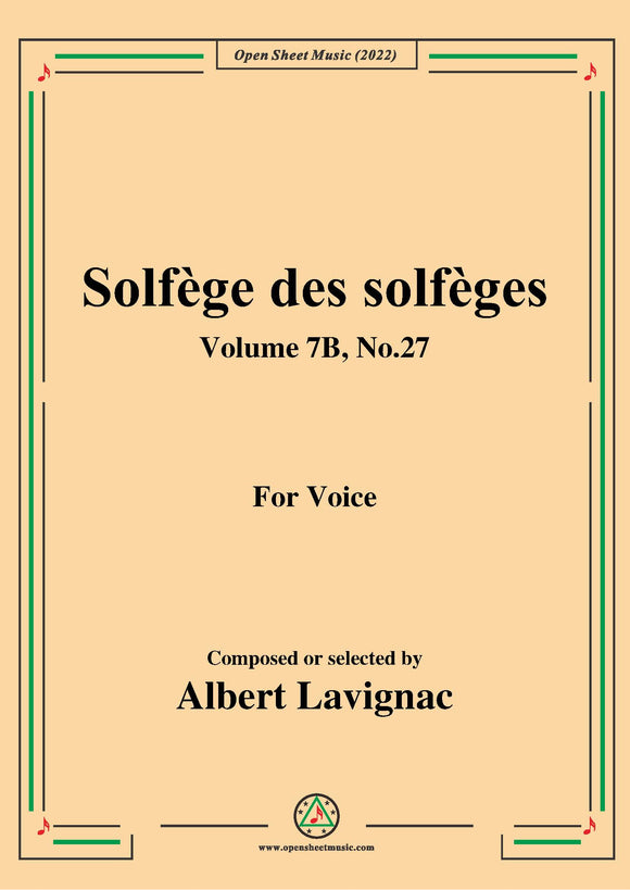 Lavignac-Solfege des solfeges,Volume 7B No.27,for Voice