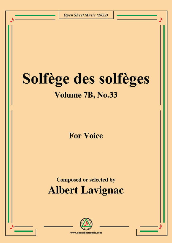 Lavignac-Solfege des solfeges,Volume 7B No.33,for Voice