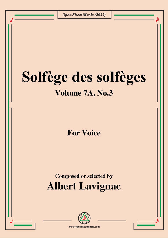 Lavignac-Solfege des solfeges,Volume 7A No.3,for Voice