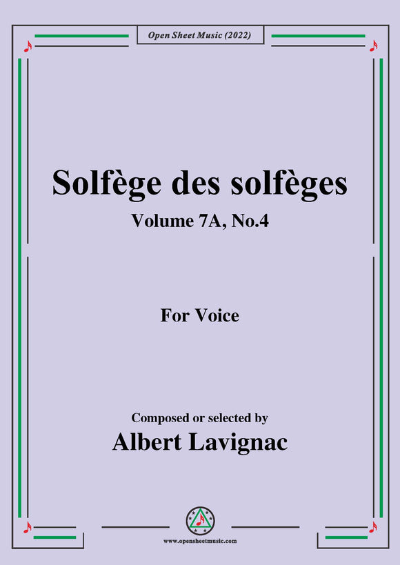 Lavignac-Solfege des solfeges,Volume 7A No.4,for Voice