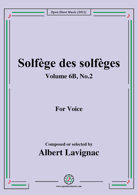 Lavignac-Solfege des solfeges,Volume 6B No.2,for Voice