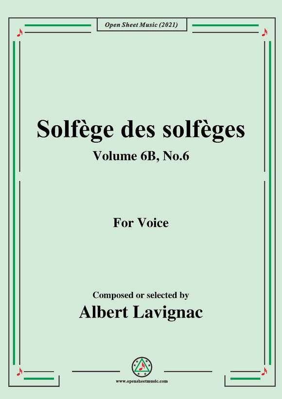 Lavignac-Solfege des solfeges,Volume 6B No.6,for Voice