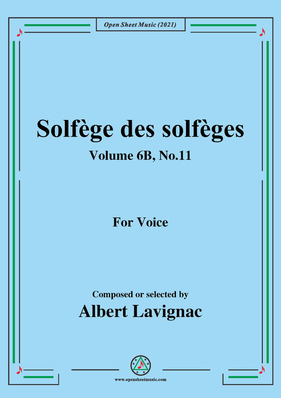 Lavignac-Solfege des solfeges,Volume 6B No.11,for Voice