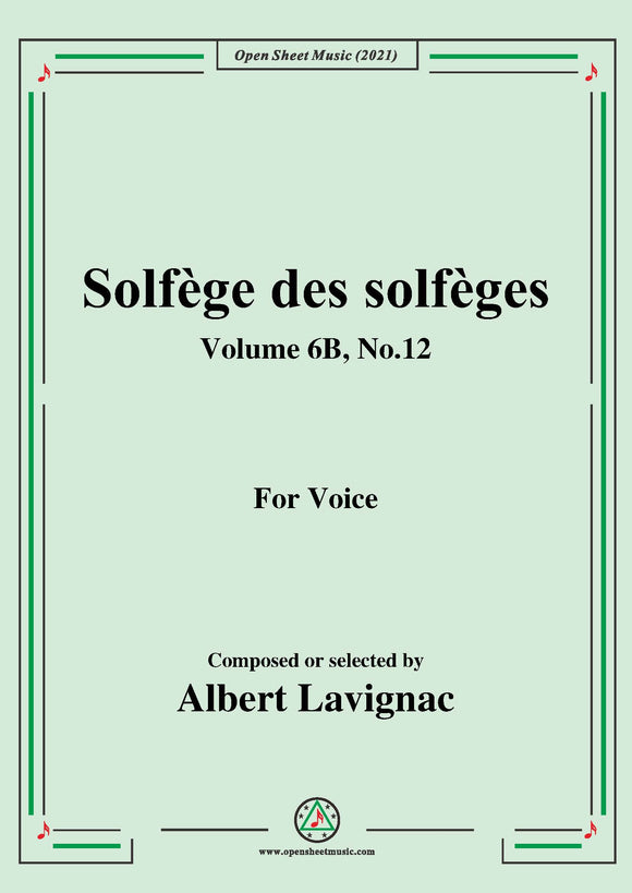 Lavignac-Solfege des solfeges,Volume 6B No.12,for Voice