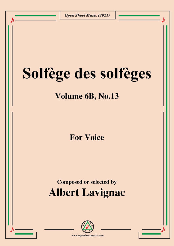 Lavignac-Solfege des solfeges,Volume 6B No.13,for Voice