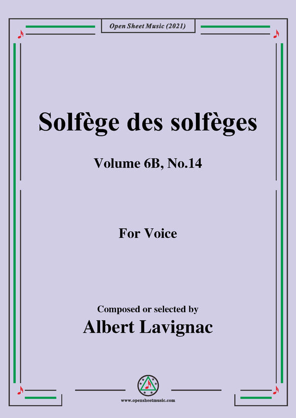 Lavignac-Solfege des solfeges,Volume 6B No.14,for Voice