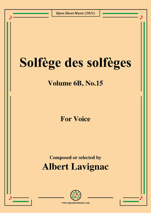 Lavignac-Solfege des solfeges,Volume 6B No.15,for Voice