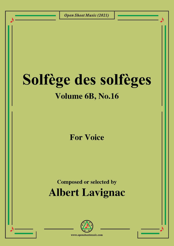 Lavignac-Solfege des solfeges,Volume 6B No.16,for Voice