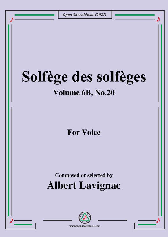 Lavignac-Solfege des solfeges,Volume 6B No.20,for Voice