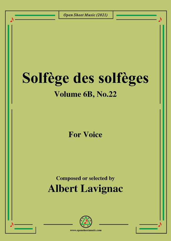 Lavignac-Solfege des solfeges,Volume 6B No.22,for Voice