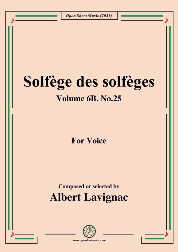 Lavignac-Solfege des solfeges,Volume 6B No.25,for Voice