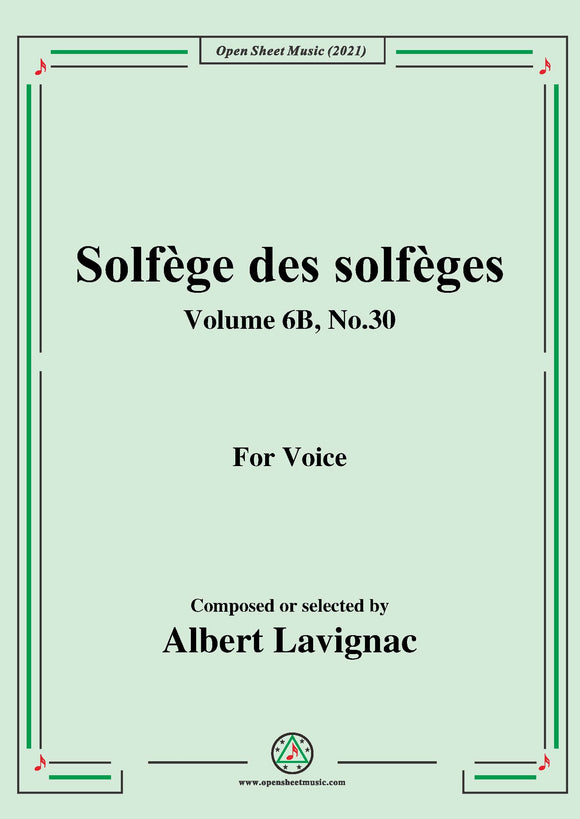 Lavignac-Solfege des solfeges,Volume 6B No.30,for Voice