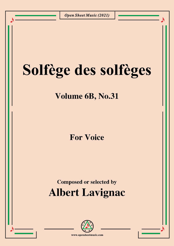 Lavignac-Solfege des solfeges,Volume 6B No.31,for Voice