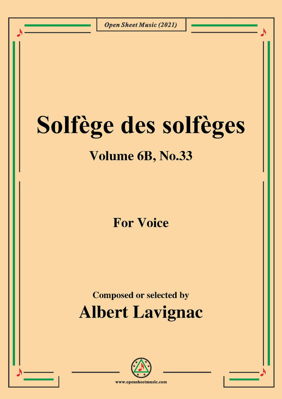 Lavignac-Solfege des solfeges,Volume 6B No.33,for Voice