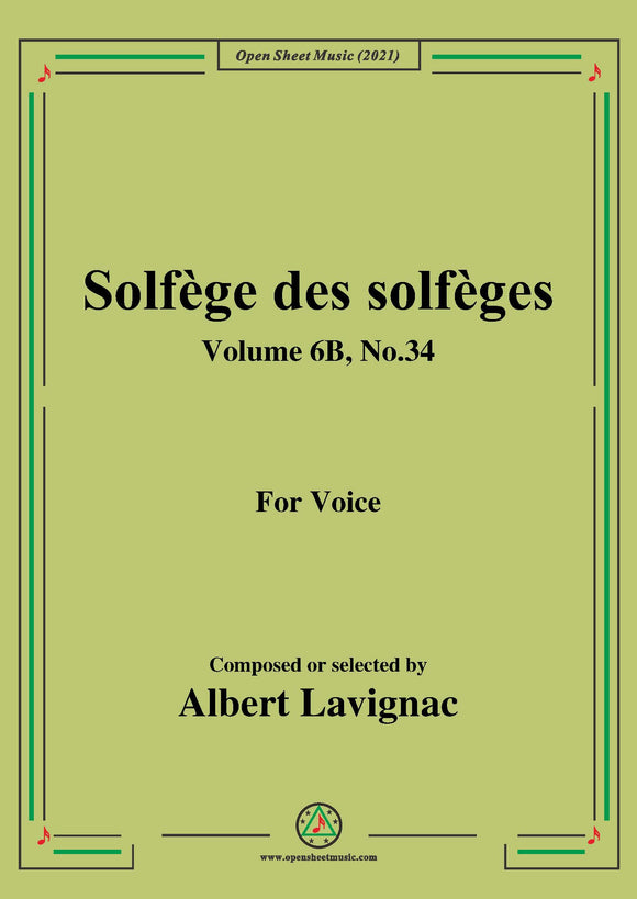 Lavignac-Solfege des solfeges,Volume 6B No.34,for Voice