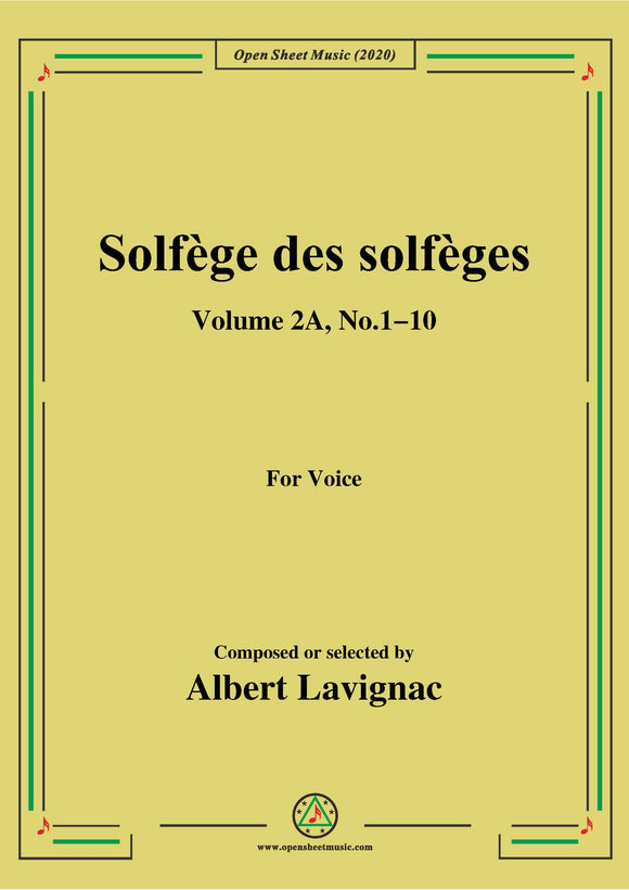 Lavignac-Solfège des solfèges,Volume 2A,No.1-10