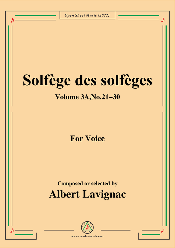 Lavignac-Solfege des solfeges,Volum 3A No.21-30,for Voice