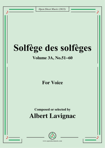 Lavignac-Solfege des solfeges,Volum 3A No.51-60,for Voice