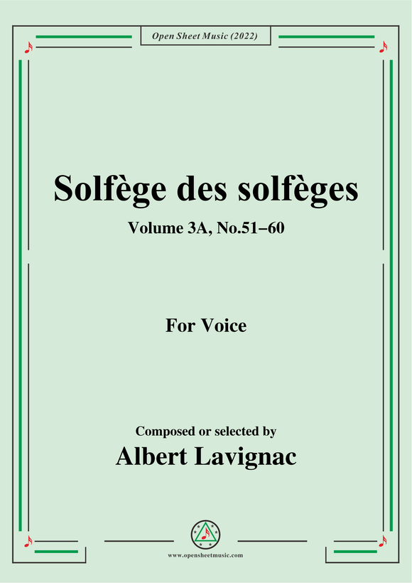 Lavignac-Solfege des solfeges,Volum 3A No.51-60,for Voice