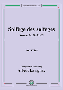 Lavignac-Solfege des solfeges,Volum 3A No.71-85,for Voice
