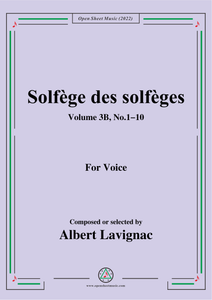 Lavignac-Solfege des solfeges,Volum 3B No.1-10,for Voice