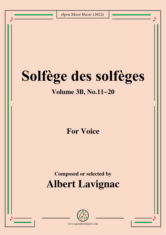 Lavignac-Solfege des solfeges,Volum 3B No.11-20,for Voice