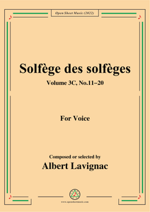 Lavignac-Solfege des solfeges,Volum 3C No.11-20,for Voice