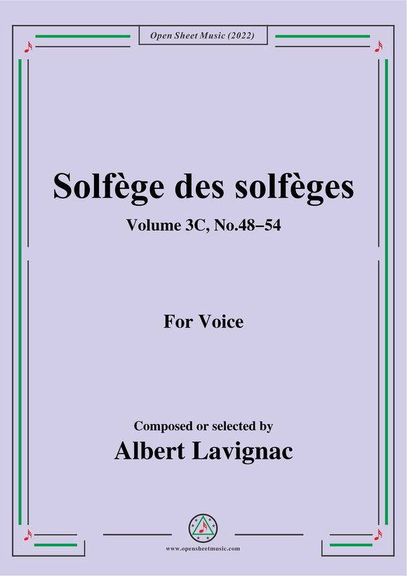 Lavignac-Solfege des solfeges,Volum 3C No.48-54,for Voice