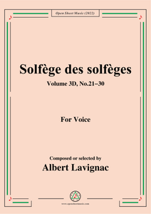 Lavignac-Solfege des solfeges,Volum 3D No.21-30,for Voice