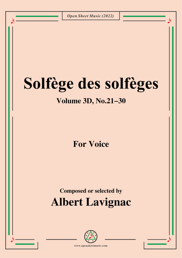Lavignac-Solfege des solfeges,Volum 3D No.21-30,for Voice