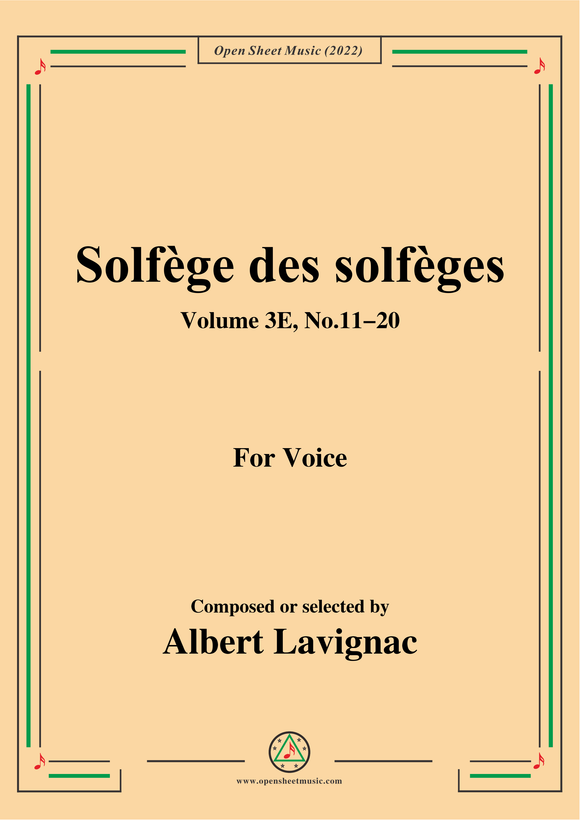 Lavignac-Solfege des solfeges,Volum 3E No.11-20,for Voice