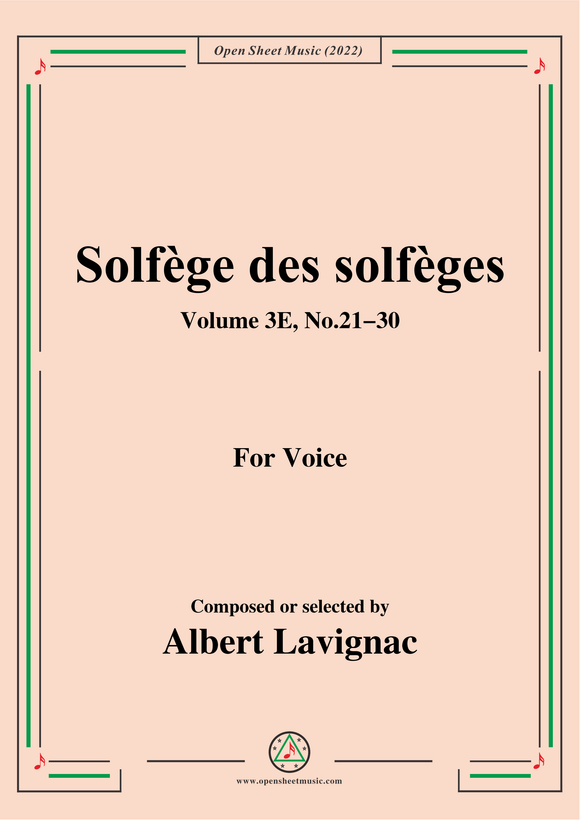 Lavignac-Solfege des solfeges,Volum 3E No.21-30,for Voice