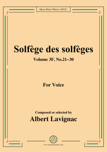 Lavignac-Solfege des solfeges,Volum 3F No.21-30,for Voice