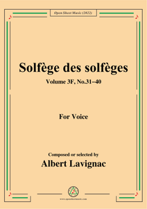 Lavignac-Solfege des solfeges,Volum 3F No.31-40,for Voice