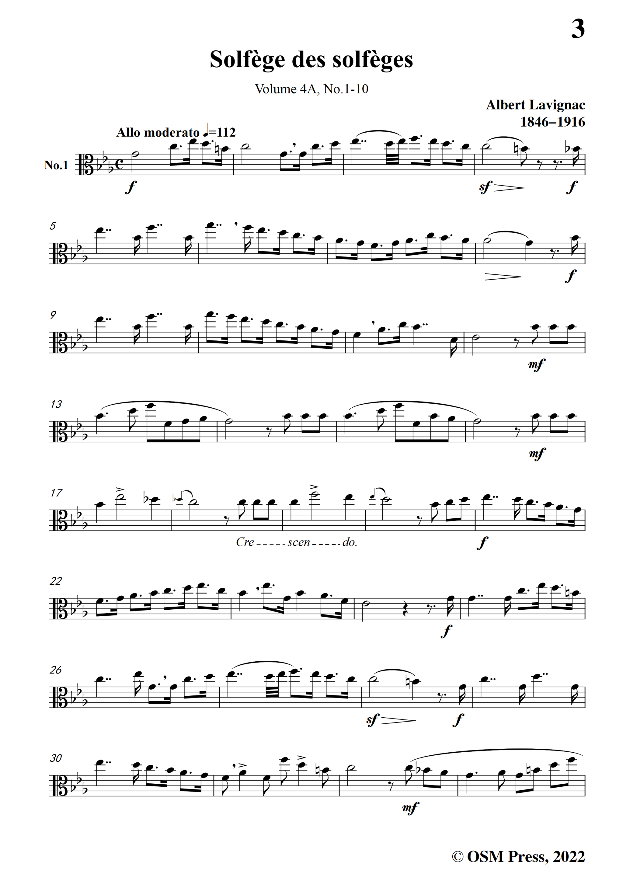 Lavignac Solfege des solfeges,Volum 4A No.1 10,for Voice – Open