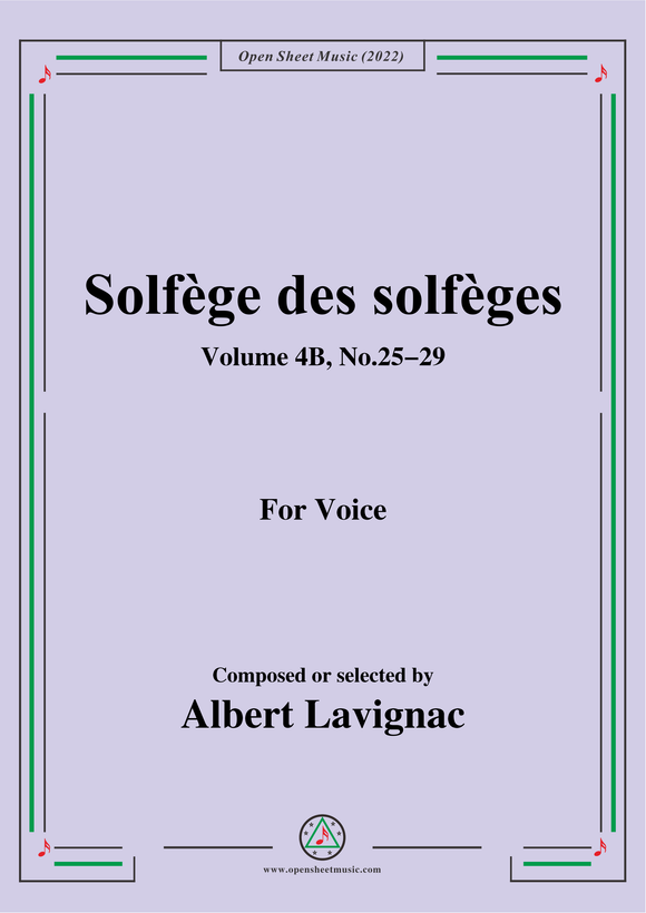 Lavignac-Solfege des solfeges,Volum 4B No.25-29,for Voice