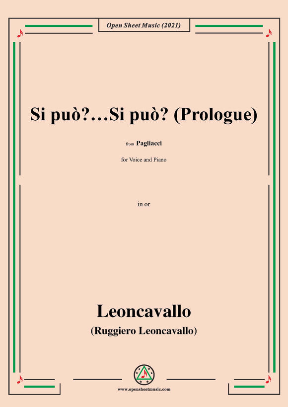 Leoncavallo-Si può?…Si può?(Prologue),in C Major,for Voice and Piano