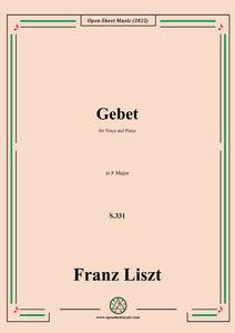 Liszt-Gebet,S.331,in F Major,for Voice and Piano