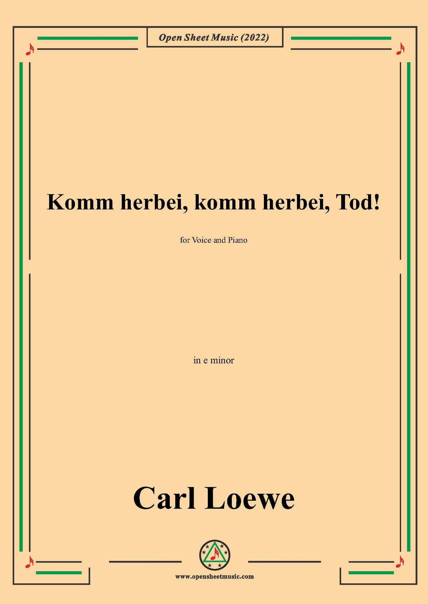 Loewe Komm herbei,komm herbei,Tod! – Open Sheet Music