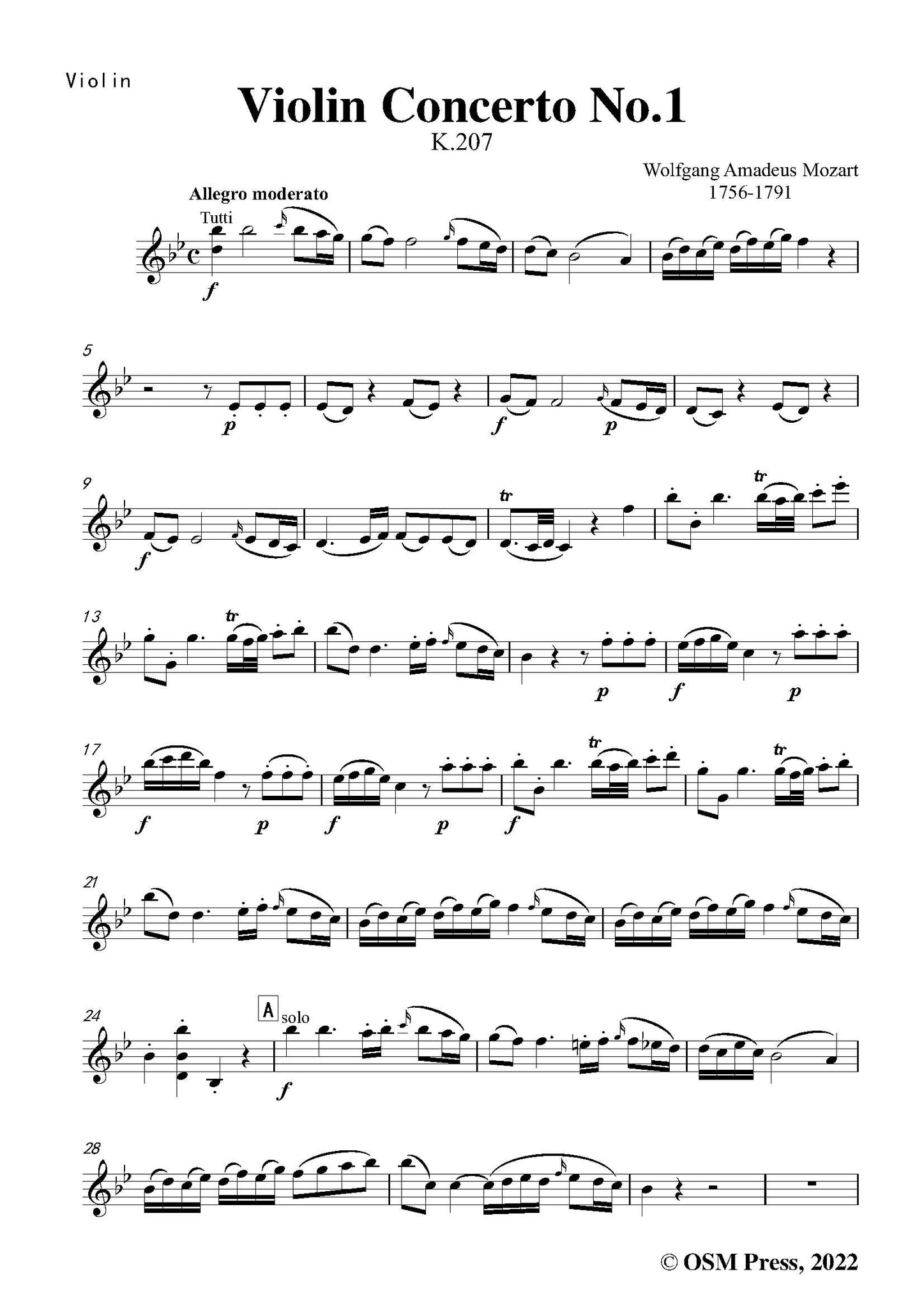 その他 Mozart: Violin Concerto Mozart: Violin Concerto No. 1 in B-flat Major, K. 207