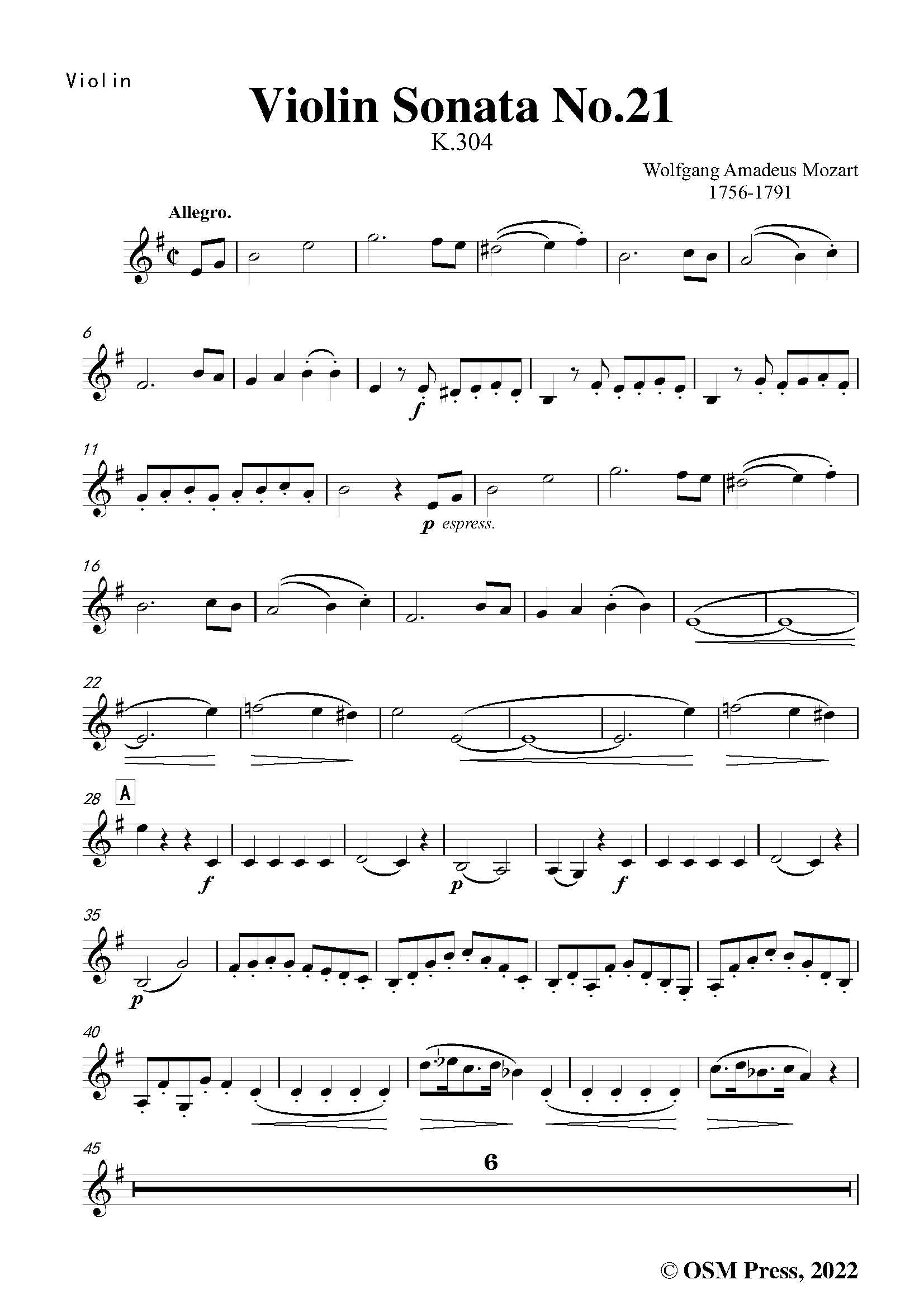 クラシック Mozart: Violin Sonatas ~ Mozart Mozart: Violin Sonata Allegro in B-Flat Major, K. 372 (Compl